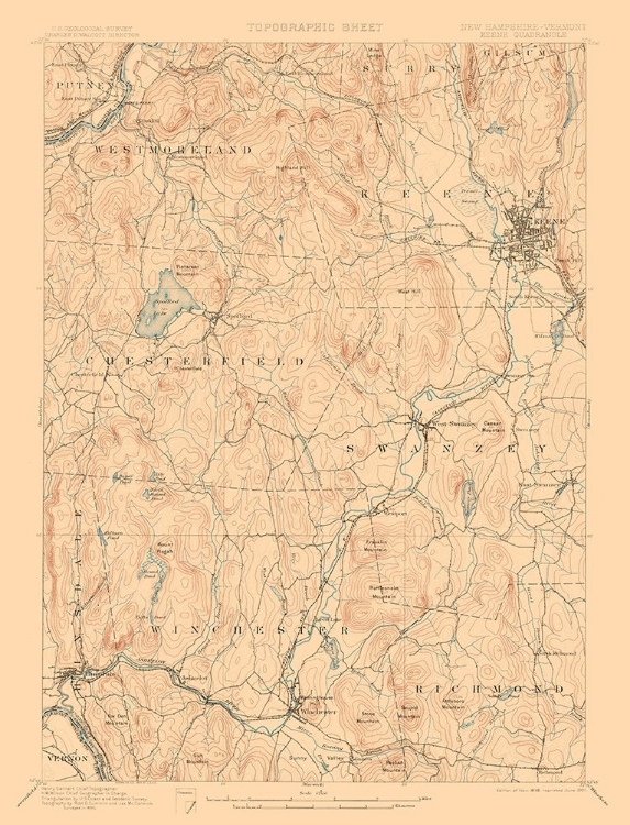 Picture of KEENE NEW HAMPSHIRE QUAD - USGS 1898