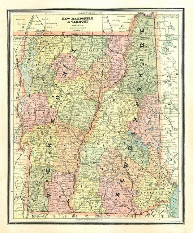 Picture of NEW HAMPSHIRE, VERMONT - CRAM 1886