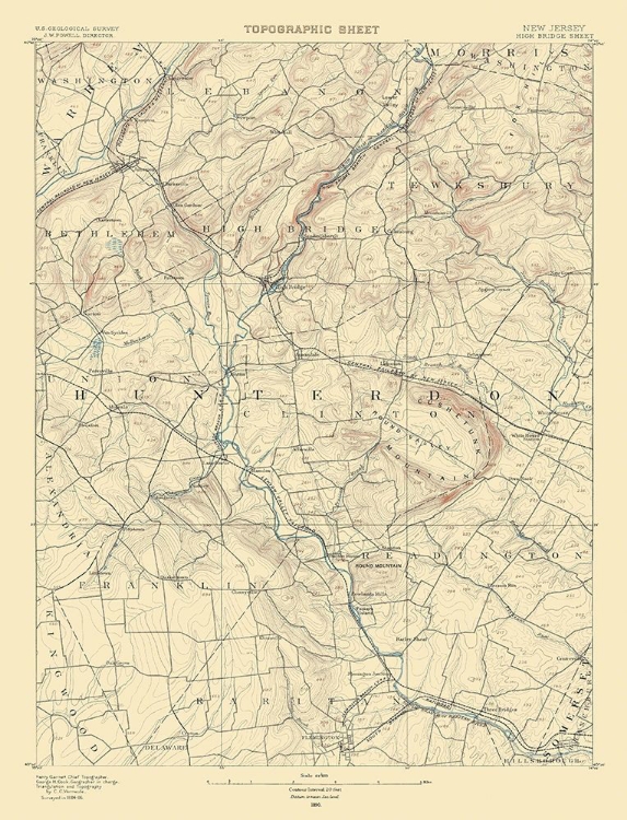 Picture of HIGH BRIDGE NEW JERSEY QUAD - USGS 1890