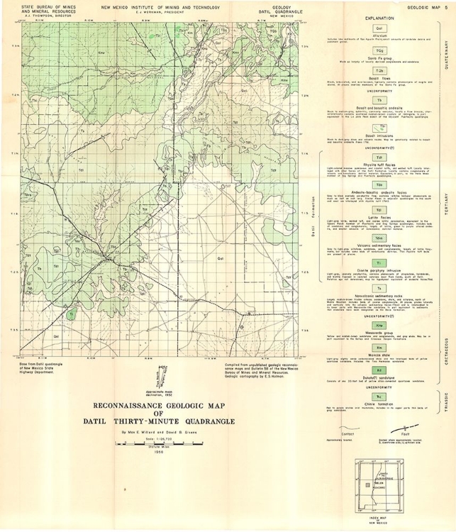 Picture of DATIL QUAD NEW MEXICO MINES - WILLARD 1958