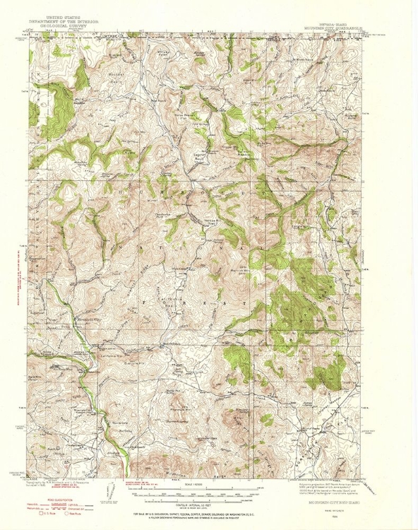 Picture of MOUNTAIN CITY NEVADA IDAHO QUAD - USGS 1936