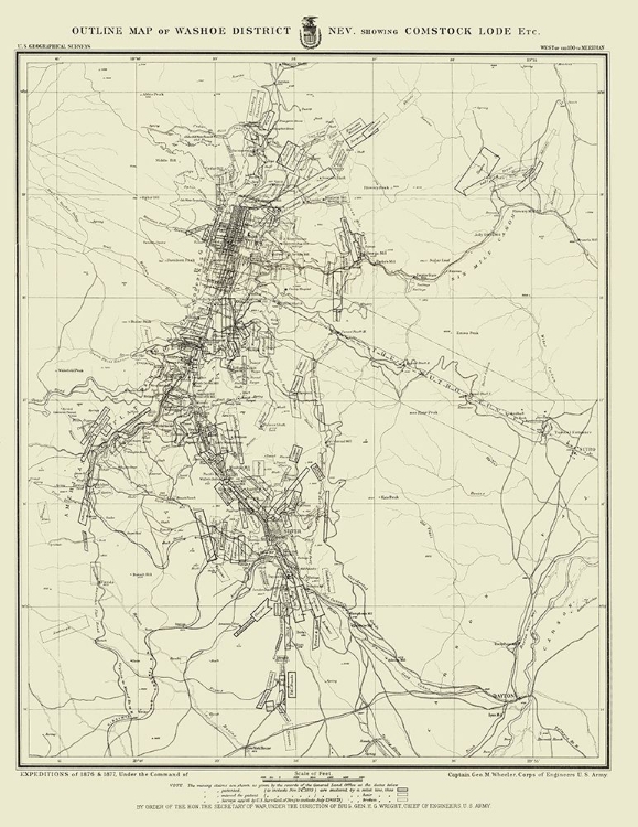 Picture of WASHOE DISTRICT SHOWING COMSTOCK LODE NEVADA