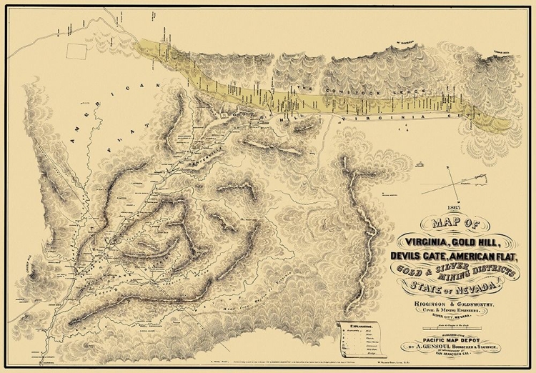 Picture of GOLD SILVER MINING DISTRICTS NEVADA