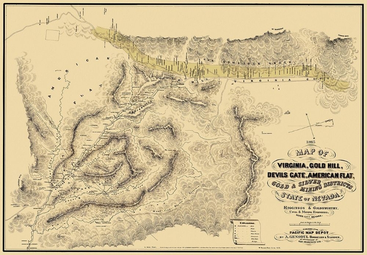 Picture of GOLD SILVER MINING DISTRICTS NEVADA