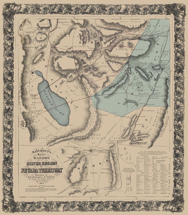 Picture of WASHOE SILVER REGION NEVADA - BANCROFT 1862