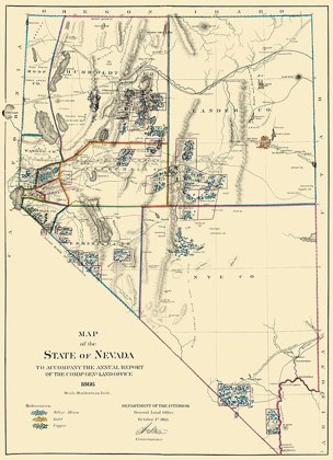 Picture of MINING NEVADA - GENERAL LAND OFFICE 1866