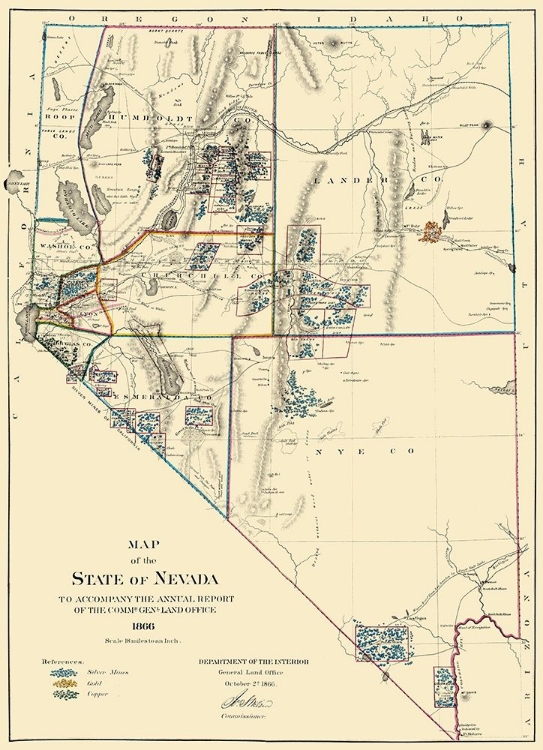 Picture of MINING NEVADA - GENERAL LAND OFFICE 1866