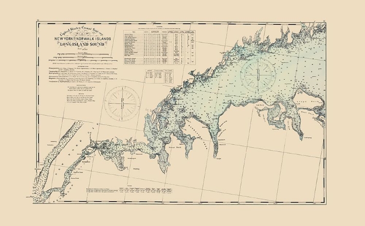 Picture of LONG ISLAND SOUND, NEW YORK TO NORWALK - HURD 1893