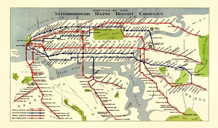 Picture of NEW YORK CITY IRT ROUTES - 1924