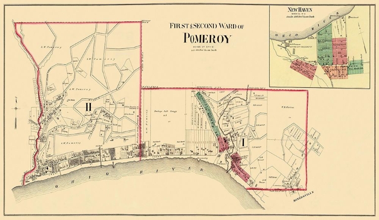 Picture of POMEROY, NEW HAVEN OHIO LANDOWNER - HAYES 1877