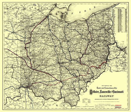 Picture of BELLAIRE, ZANESVILLE AND CINCINATTI RAILWAY 1883
