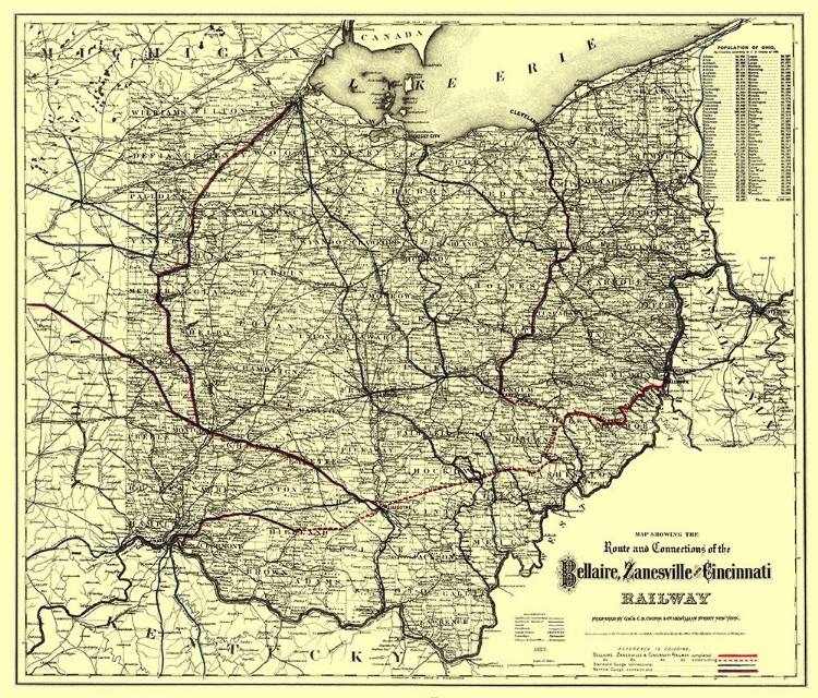 Picture of BELLAIRE, ZANESVILLE AND CINCINATTI RAILWAY 1883