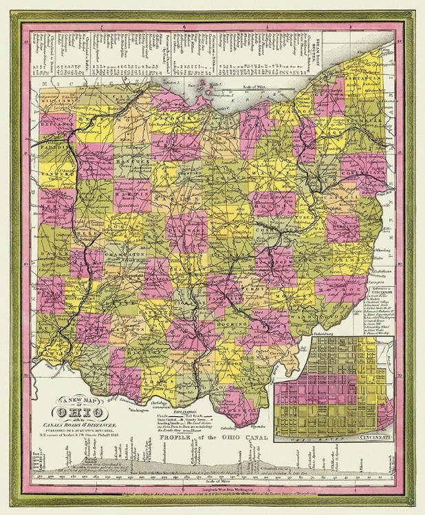 Picture of OHIO WITH CINCINNATI OHIO - MITCHELL 1846