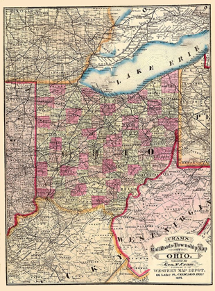 Picture of OHIO RAILROADS AND TOWNSHIPS - CRAM 1875