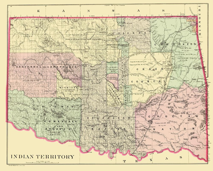 Picture of OKLAHOMA INDIAN TERRITORY - BRADLEY 1887