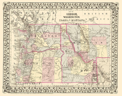 Picture of OREGON, WASHINGTON, IDAHO, MONTANA - CAMPBELL 1879