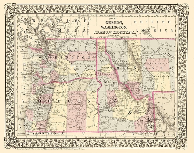 Picture of OREGON, WASHINGTON, IDAHO, MONTANA - CAMPBELL 1879