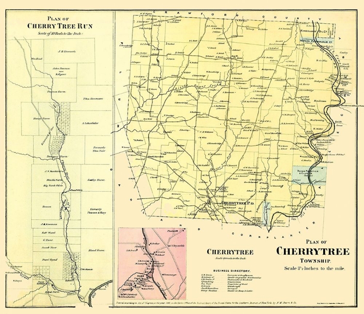 Picture of CHERRY TREE PENNSYLVANIA LANDOWNER - BEERS 1865