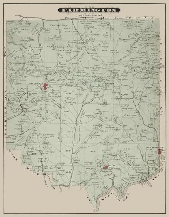 Picture of FARMINGTON PENNSYLVANIA LANDOWNER - CALDWELL 1877