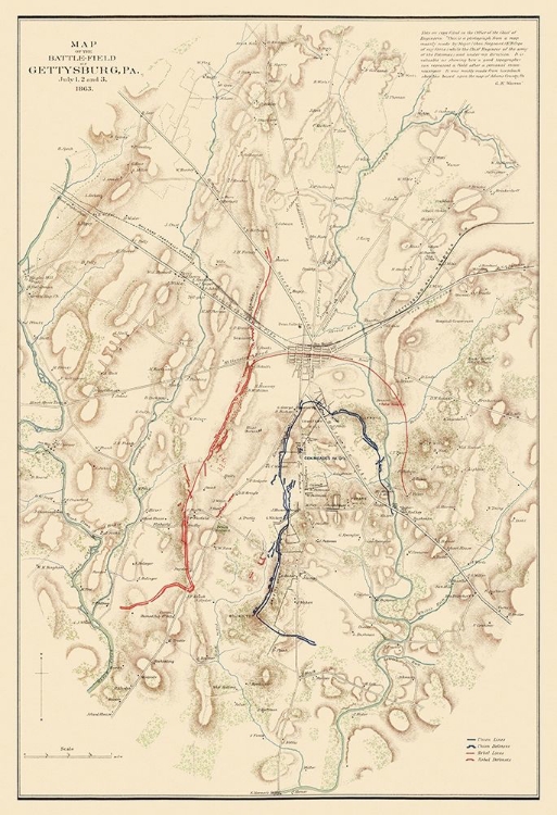 Picture of GETTYSBURG BATTLEFIELD PENNSYLVANIA - WARREN 1863