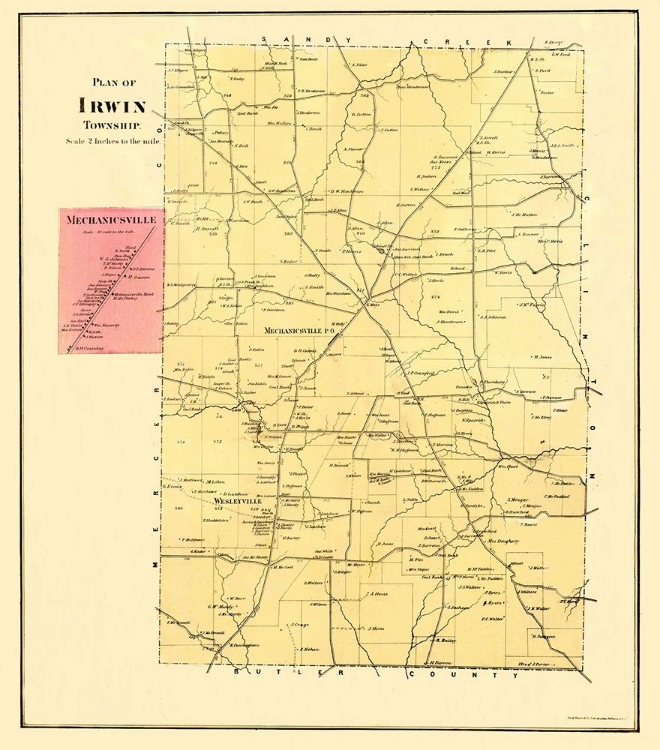 Picture of IRWIN PENNSYLVANIA LANDOWNER - MAYER 1865