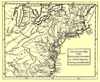 Picture of ENGLISH COLONIES BORDERING OHIO RIVER - 1750