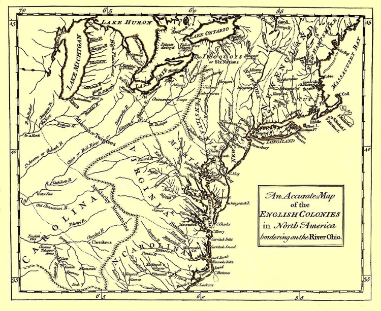 Picture of ENGLISH COLONIES BORDERING OHIO RIVER - 1750