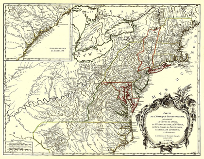 Picture of NORTHEASTERN COAST NORTH AMERICA - VAUGONDY 1755