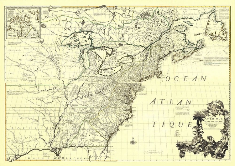 Picture of AMERICA WITH FRENCH ENGLISH ESTABLISHMENTS - 1756