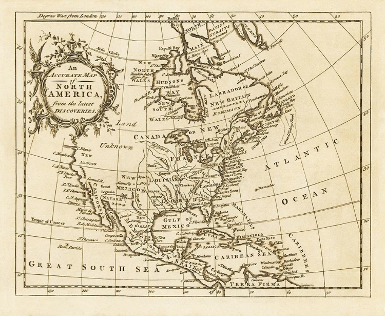 Picture of NORTH AMERICA FROM THE LATEST DISCOVERIES - 1750