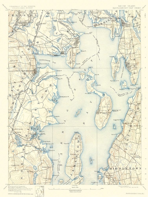 Picture of NARRAGANSETT RHODE ISLAND SHEET - USGS 1892