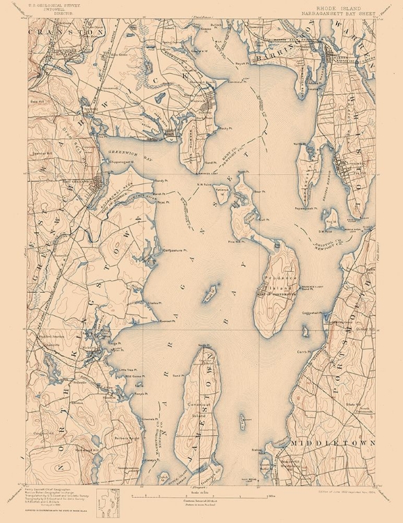 Picture of NARRAGANSETT BAY RHODE ISLAND SHEET - USGS 1892
