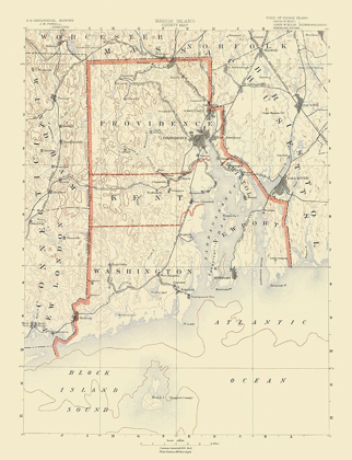 Picture of RHODE ISLAND COUNTIES RHODE ISLAND - USGS 1891