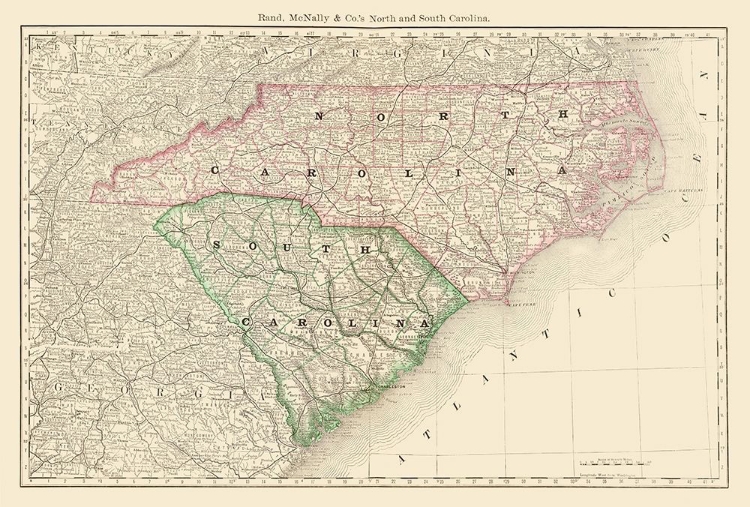 Picture of NORTH CAROLINA, SOUTH CAROLINA - RAND MCNALLY 1879