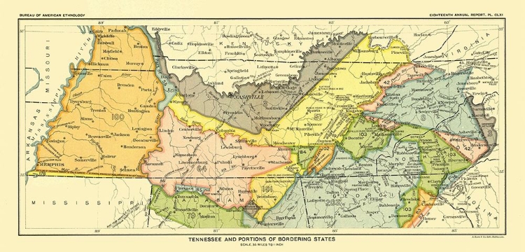 Picture of TENNESSEE - BORDERING STATES - HOEN 1896