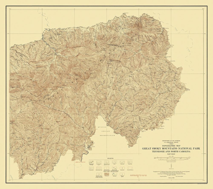 Picture of GREAT SMOKY MOUNTAINS TENNESSEE - USGS 1934