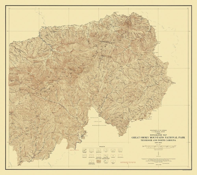 Picture of GREAT SMOKY MOUNTAINS TENNESSEE - USGS 1934