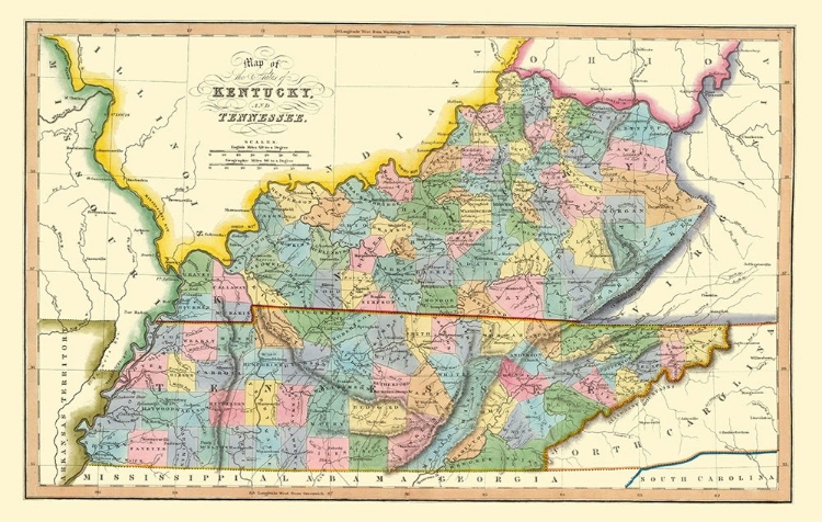 Picture of KENTUCKY, TENNESSEE COUNTIES - HINTON 1831