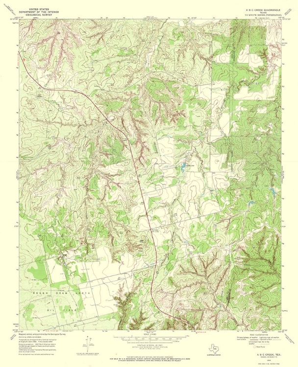 Picture of A B C CREEK TEXAS QUAD - USGS 1969