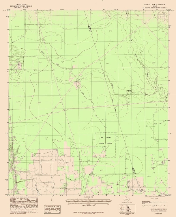 Picture of ARIZONA CREEK TEXAS QUAD - USGS 1984