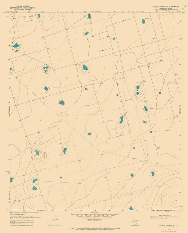 Picture of SOUTH EAST BENGE CORNER TEXAS QUAD - USGS 1968