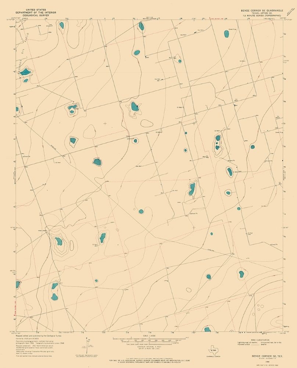 Picture of SOUTH EAST BENGE CORNER TEXAS QUAD - USGS 1968