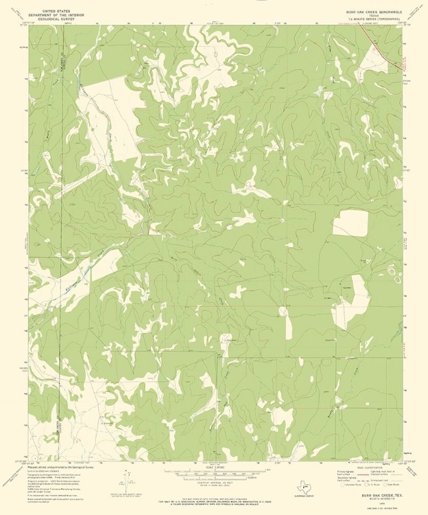 Picture of BURR OAK CREEK TEXAS QUAD - USGS 1970