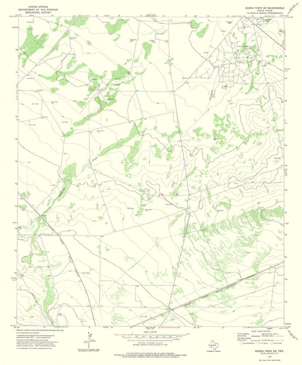 Picture of SOUTH WEST BUENA VISTA TEXAS QUAD - USGS 1972