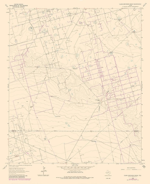 Picture of CLARK BROTHERS RANCH TEXAS QUAD - USGS 1981