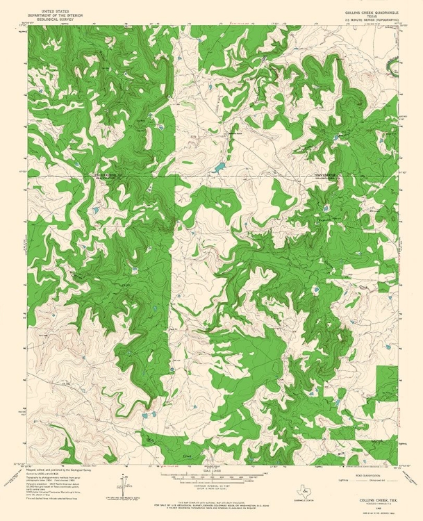 Picture of COLLINS CREEK TEXAS QUAD - USGS 1965