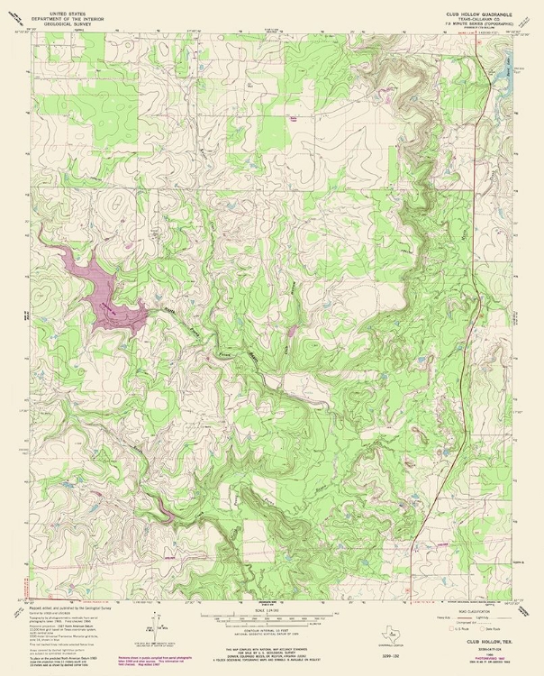 Picture of CLUB HOLLOW TEXAS QUAD - USGS 1987