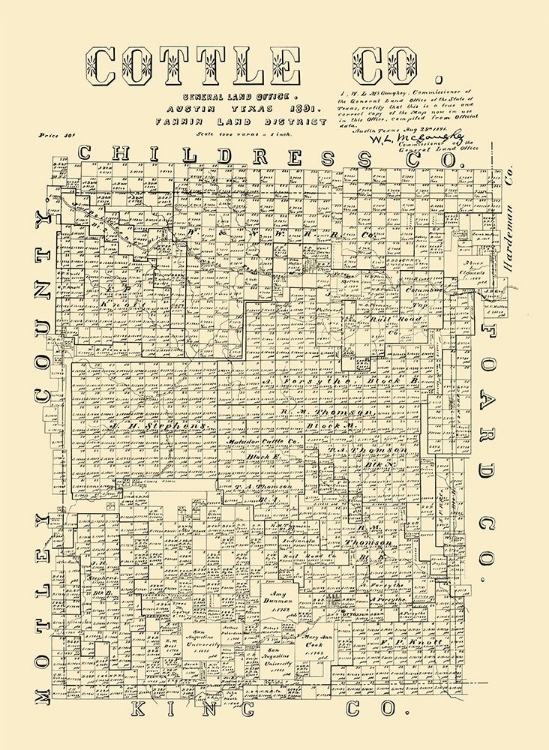 Picture of COTTLE COUNTY TEXAS - MCGAUGHEY 1891