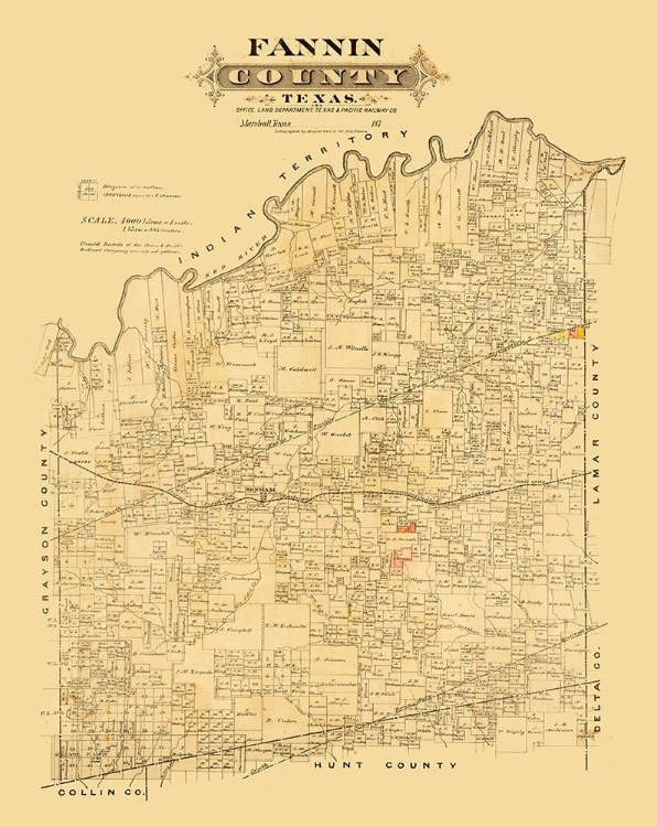 Picture of FANNIN COUNTY TEXAS - MARSHALL 1870