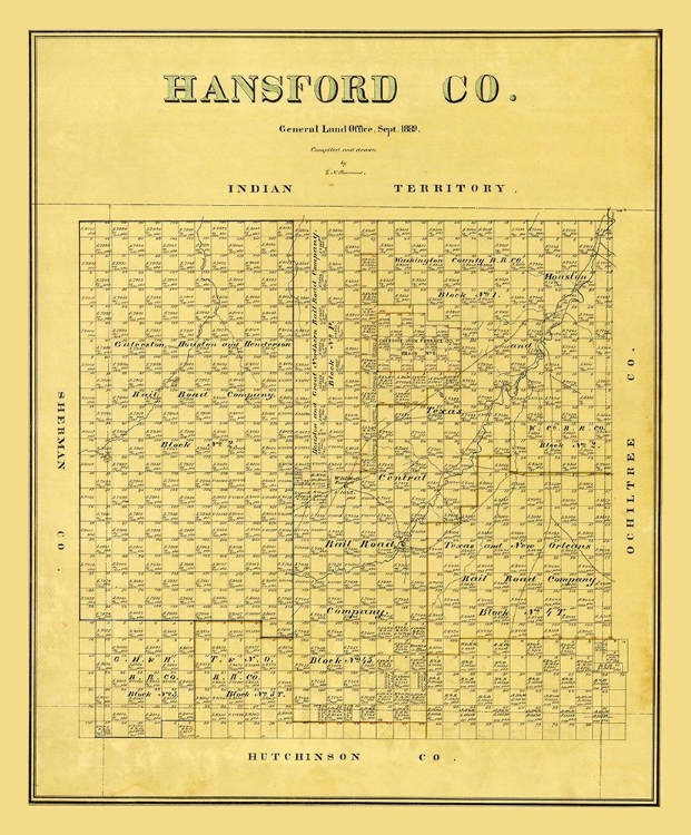 Picture of HANSFORD COUNTY TEXAS - BEAUMONT 1889